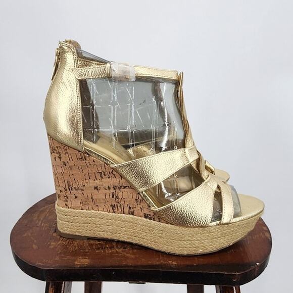 New NWOB DV Dolce Vita Gold Jute Platform Heels Size 10 - Picture 2 of 7
